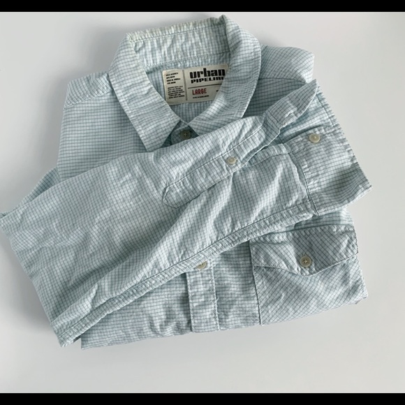 Urban Pipeline Light Blue & White checked shirt - Picture 1 of 2